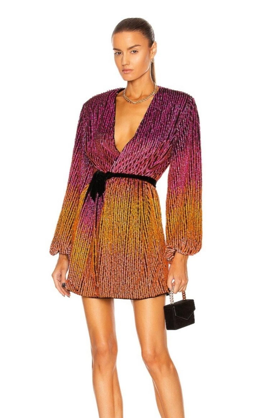 Retrofete Gabrielle Robe Sequin Dress in Ombre Pink Orange Size XS NWT